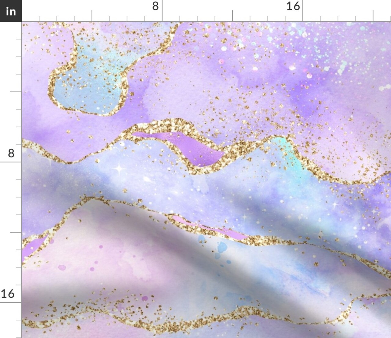 Watercolor Geode Pink Purple Blue Faux Gold Metallic Look Lilac Sky Custom Printed Fabric by Spoonflower Various Fabrics by the Yard or Fat Quarter